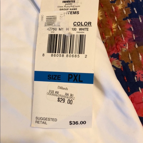 Ruby Rd. White tank - Picture 2 of 3